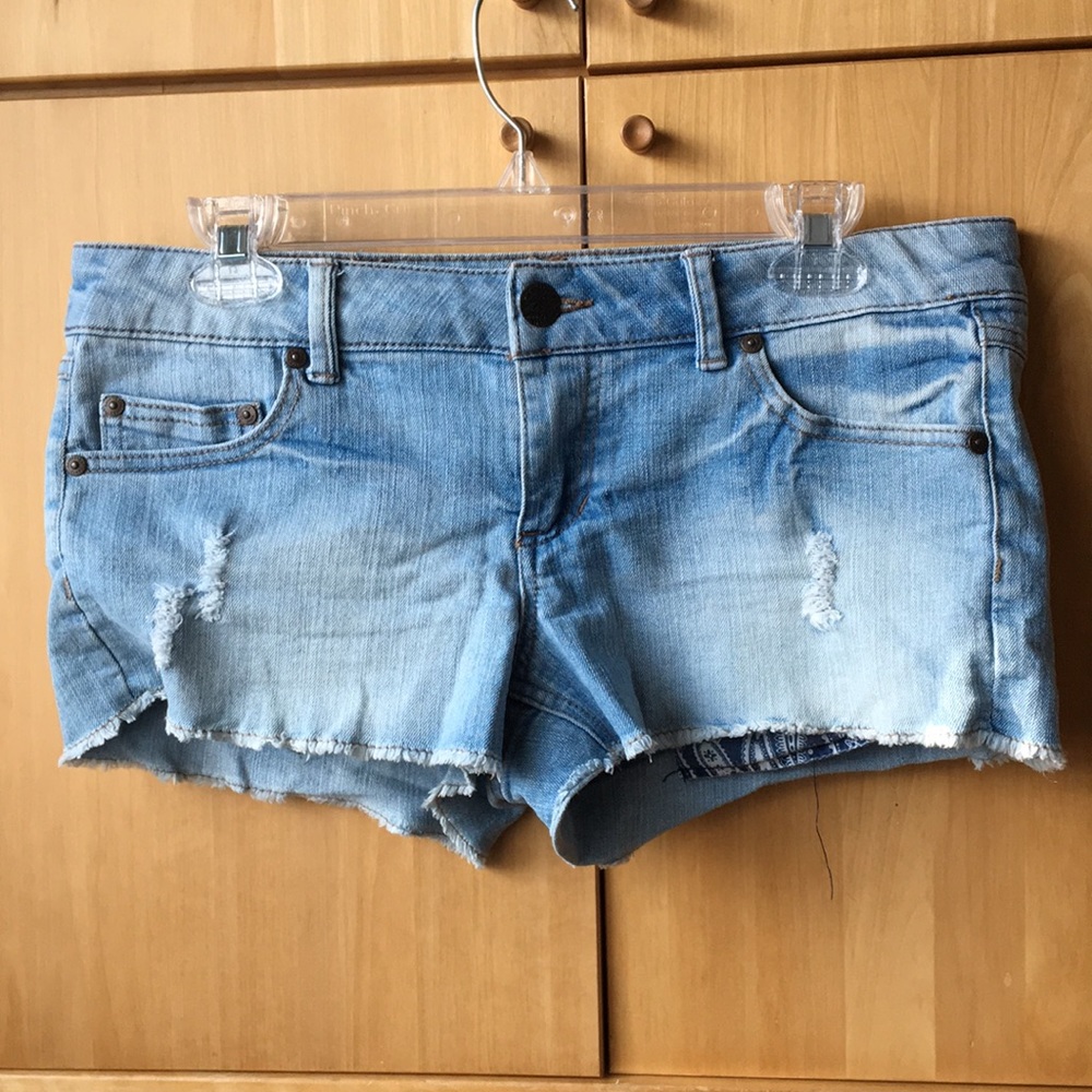 Light blue denim shorts